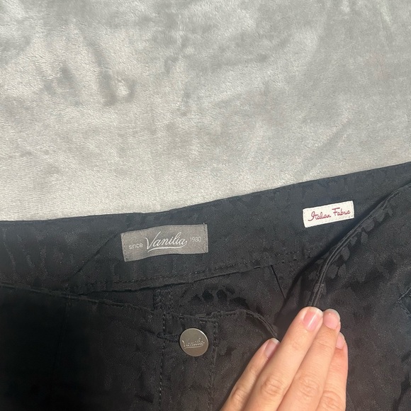 Vanilla Trouser Pants Women’s 40 N Becky Black Leopard Animal High Rise Italian - Picture 4 of 9